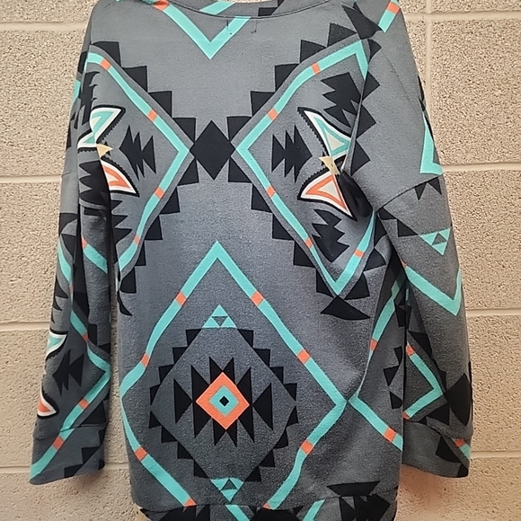 WOMEN Nollie Aztec button down lightweight cardigan sweater pockets medium gray - Picture 5 of 7